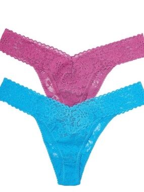BNWT Lace Thong Panties Duo in Fuchsia & Turquoise PLUS Size